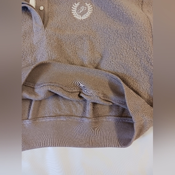 Pink Victoria's Secret Reverse Fleece Cropped Polo Sweatshirt Size Large - Picture 9 of 12